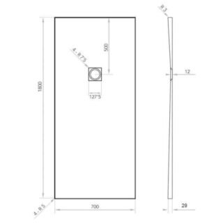 Tissino Giorgio2 Rectangular Shower Tray - Grey Slate - Size Option - Image 12