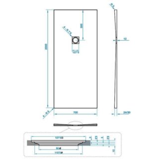 Tissino Giorgio2 Rectangular Shower Tray - Grey Slate - Size Option - Image 14