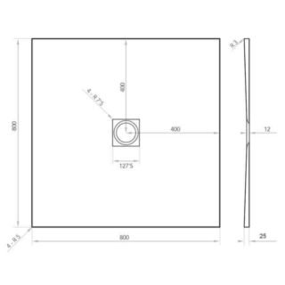 Tissino Giorgio2 Square Shower Tray - Grey Slate - Size Option - Image 2