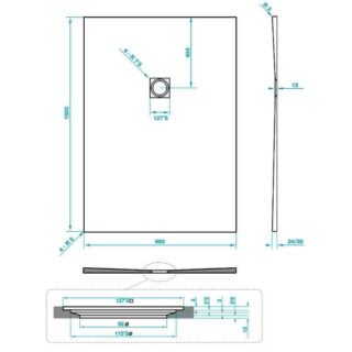 Tissino Giorgio2 Rectangular Shower Tray - Grey Slate - Size Option - Image 19