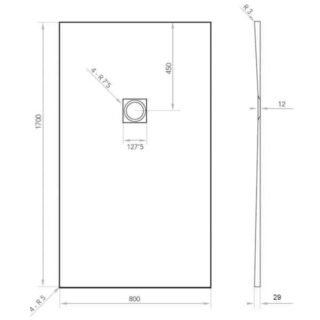 Tissino Giorgio2 Rectangular Shower Tray - Grey Slate - Size Option - Image 21