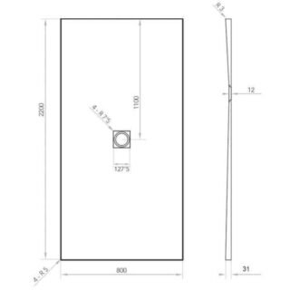 Tissino Giorgio2 Rectangular Shower Tray - Grey Slate - Size Option - Image 25