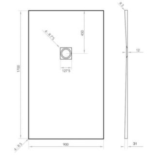 Tissino Giorgio2 Rectangular Shower Tray - Grey Slate - Size Option - Image 31
