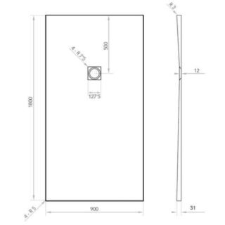 Tissino Giorgio2 Rectangular Shower Tray - Grey Slate - Size Option - Image 32