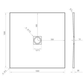 Tissino Giorgio2 Square Shower Tray - Grey Slate - Size Option - Image 4