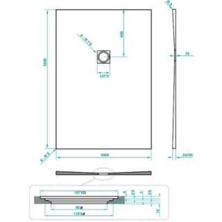 Tissino Giorgio2 Rectangular Shower Tray - Grey Slate - Size Option - Image 39