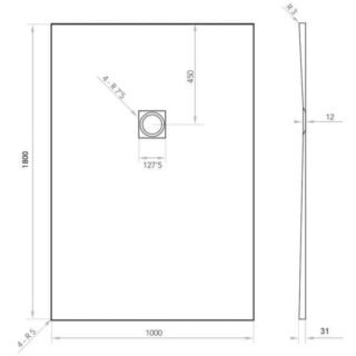 Tissino Giorgio2 Rectangular Shower Tray - Grey Slate - Size Option - Image 41