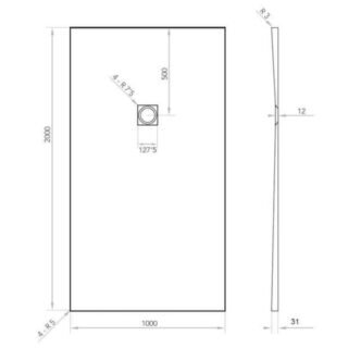 Tissino Giorgio2 Rectangular Shower Tray - Grey Slate - Size Option - Image 43