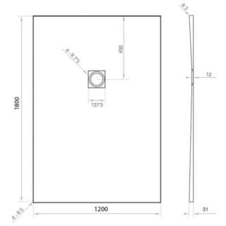 Tissino Giorgio2 Rectangular Shower Tray - Grey Slate - Size Option - Image 45