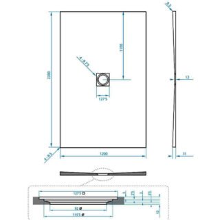 Tissino Giorgio2 Rectangular Shower Tray - Grey Slate - Size Option - Image 46