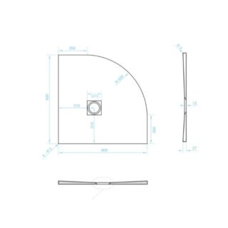 Tissino Giorgio2 Quadrant Shower Tray - Black Slate - Size Option - Image 2