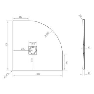 Tissino Giorgio2 Quadrant Shower Tray - White Slate - Size Option - Image 2