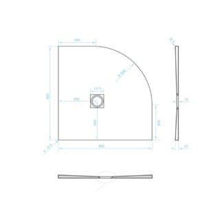 Tissino Giorgio2 Quadrant Shower Tray - Black Slate - Size Option - Image 3