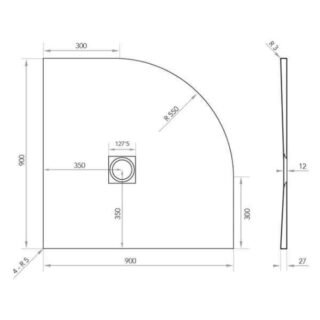 Tissino Giorgio2 Quadrant Shower Tray - White Slate - Size Option - Image 3