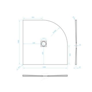 Tissino Giorgio2 Quadrant Shower Tray - Black Slate - Size Option - Image 4