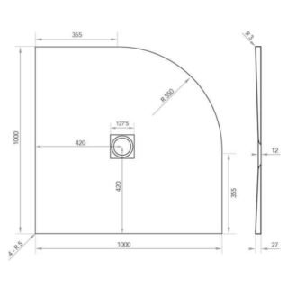 Tissino Giorgio2 Quadrant Shower Tray - White Slate - Size Option - Image 4
