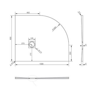 Tissino Giorgio2 Offset Quadrant Shower Tray - Grey Slate - Size & Orientation Option - Image 3