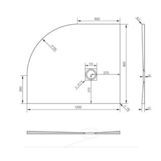 Tissino Giorgio2 Offset Quadrant Shower Tray - Black Slate - Size & Orientation Option - Image 6