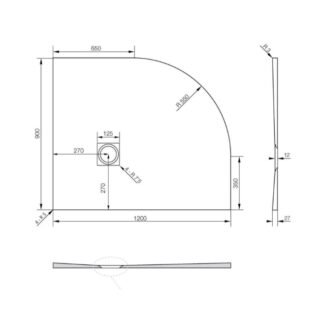 Tissino Giorgio2 Offset Quadrant Shower Tray - Black Slate - Size & Orientation Option - Image 7