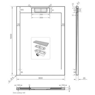 Tissino Giorgio Lux Rectangular Shower Tray - Grey Slate - Size Option - Image 3