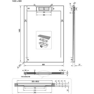 Tissino Giorgio Lux Rectangular Shower Tray - White Slate - Size Option - Image 5
