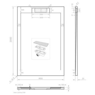 Tissino Giorgio Lux Rectangular Shower Tray - Grey Slate - Size Option - Image 8