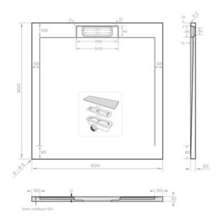 Tissino Giorgio Lux Square Shower Tray - 900mm X 900mm - White Slate - Image 2