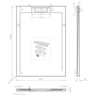 Tissino Giorgio Lux Rectangular Shower Tray - White Slate - Size Option - Image 9