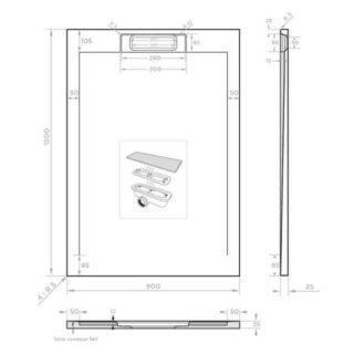 Tissino Giorgio Lux Rectangular Shower Tray - Grey Slate - Size Option - Image 10