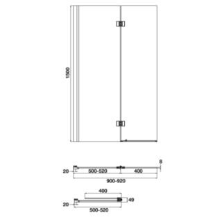 Tissino Messina Double Panel Hinged Rectangular Bath Screen - 1500mm High - Image 2