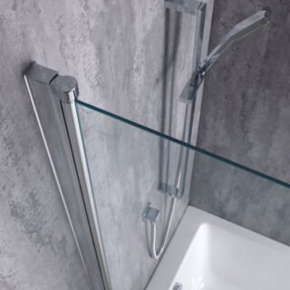 Tissino Messina Single Panel Curved Bath Screen - 800mm/820mm Wide - Chrome - Image 4