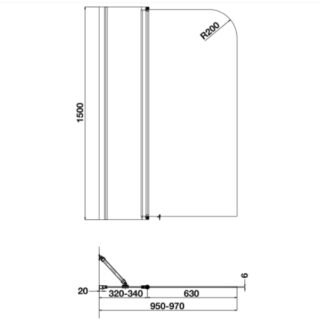 Tissino Messina Double Panel Curved Bath Screen - 800mm/820mm Wide - Chrome - Image 2
