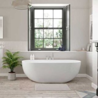 Tissino Matera Double Ended Ledge Freestanding Bath With Pop-Up Waste And Overflow - 1680mm X 780mm - White - Image 5