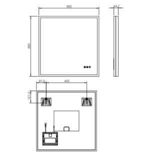 Tissino Valenza Square Front Lit Illuminated LED Mirror With De-mister Triple Touch - 600mm x 600mm - Image 2