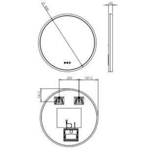 Tissino Valenza Circular Front Lit Illuminated LED Mirror With De-mister Triple Touch - 600mm x 600mm - Image 2