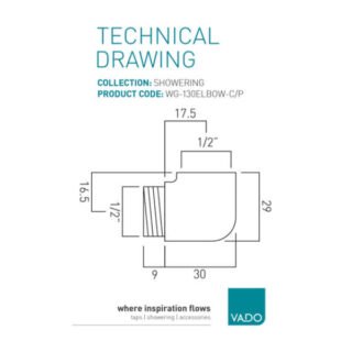 Vado Extension Elbow For Bath Shower Mixer - Chrome - Image 2