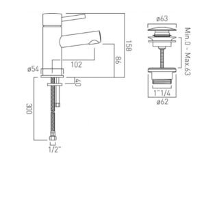 Vado Zoo Mono Basin Mixer Tap With Universal Waste - Chrome - Image 2