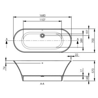 BC Designs Verdicio Freestanding Double Ended Bath - 1680mm x 700mm - Image 5