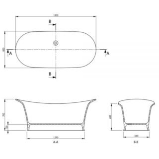 BC Designs Wivenhoe Freestanding Double Ended Bath - 1800mm x 820mm - Image 2