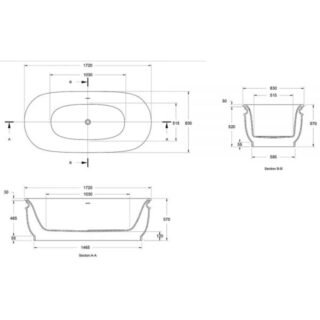 BC Design Aston Freestanding Double Ended Bath - 1720mm x 830mm - Matt White - Image 2