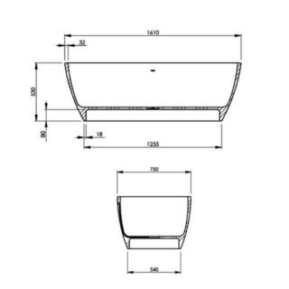 Bc Designs Vive Freestanding Double Ended Bath - 1610mm x 750mm - Image 6