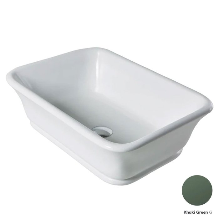 BC Designs Magnus 380mm Sit-On Countertop Basin - Khaki Green