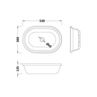 BC Designs Omnia 530mm Sit On Countertop Basin - Image 3