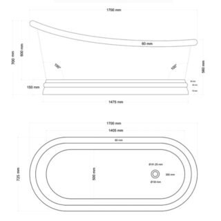 BC Design Freestanding Slipper Bath - 1700mm x 725mm - Copper/Nickel - Image 2