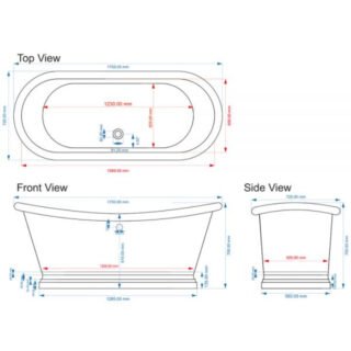 Bc Designs Freestanding Double Ended Boat Bath - 1700mm x 725mm - Image 12