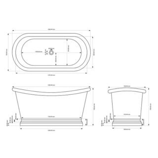 Bc Designs Freestanding Double Ended Boat Bath - 1500mm x 725mm - Image 14