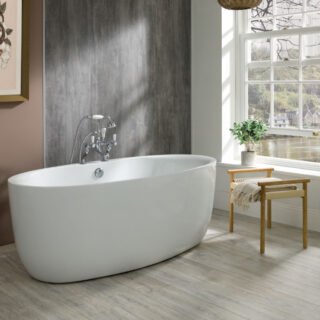 BC Designs Tamorin Freestanding Double Ended Bath With Waste - Gloss White - Image 3