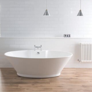 BC Designs Chalice Major Freestanding Double Ended Bath With Waste - Gloss White - Image 2