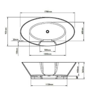 BC Designs Chalice Major Freestanding Double Ended Bath With Waste - Gloss White - Image 3