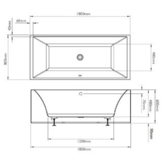 Bc Designs Parama Freestanding Double Ended Boat Slipper Bath - 1800mm x 800mm - Gloss White - Image 3